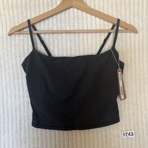 SKIMS Fits Everybody Cropped Cami w/Shelf Bra Onyx Black Size Medium NWT $54